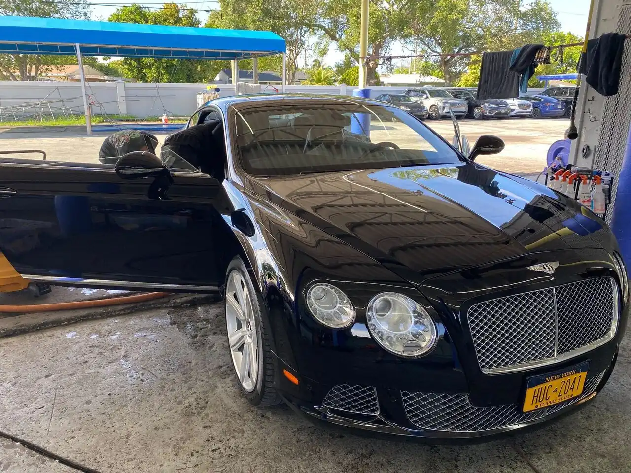 Black Bentley Continental GT after a full detail