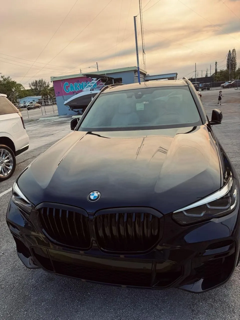Black BMW X5 front grille close-up