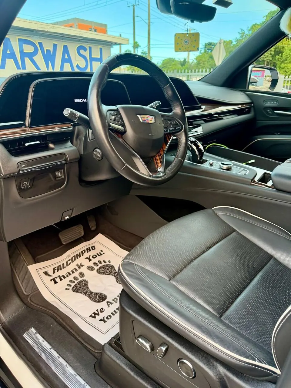 Cadillac steering wheel and leather seats