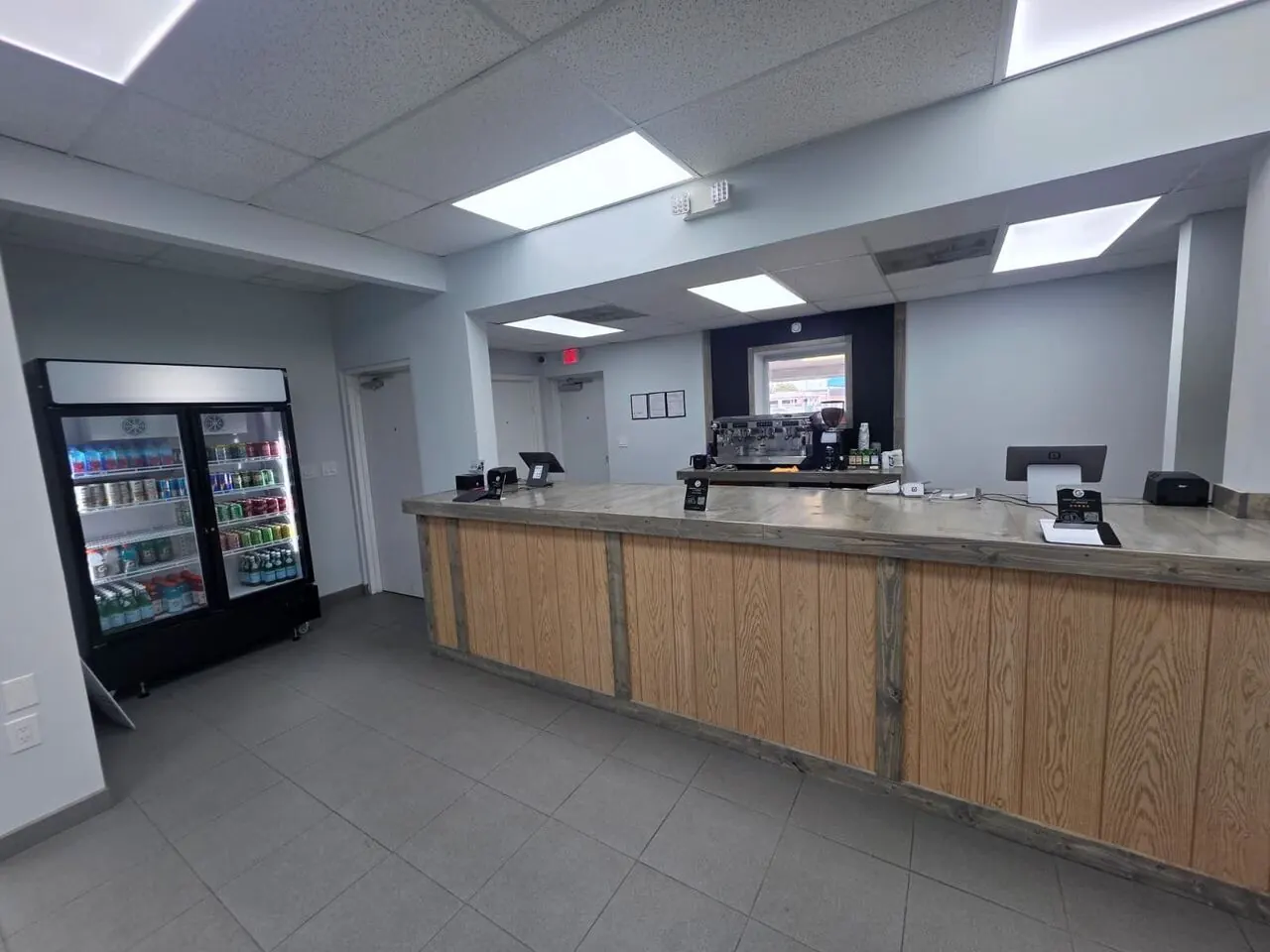 Frothy Carwash Lounge front desk and snack counter